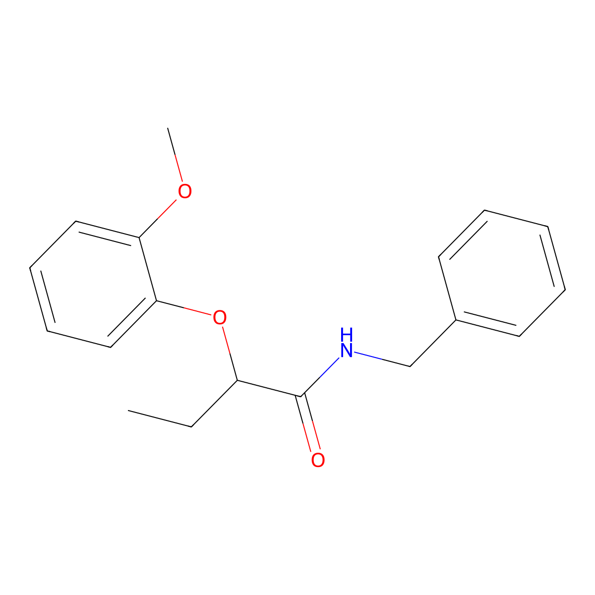 N-benzyl-2-(2-methoxyphenoxy)butanamide molecular structure, CAS 86463-98-1