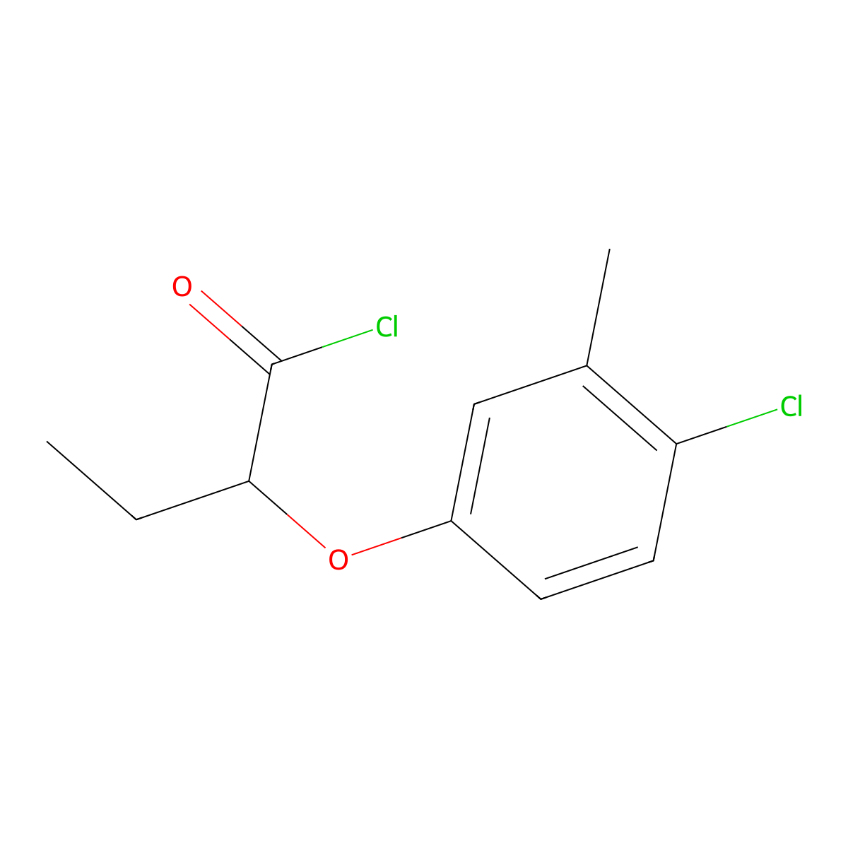 2-(4-Chloro-3-methylphenoxy)butanoyl chloride molecular structure, CAS 86464-91-7