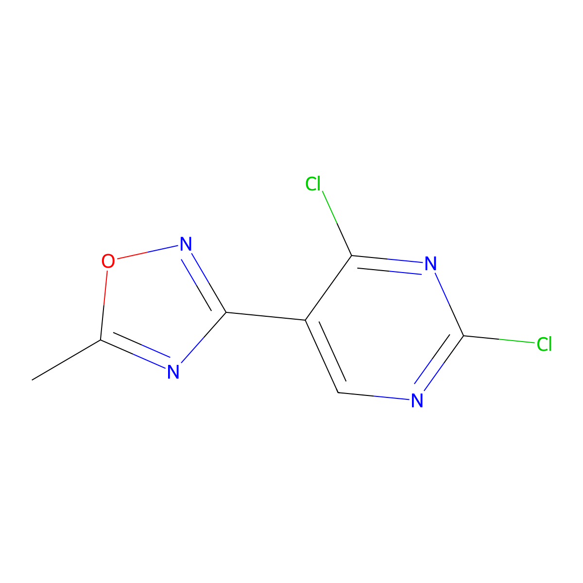 3-(2,4-Dichloropyrimidin-5-yl)-5-methyl-1,2,4-oxadiazole molecular structure, CAS 864654-99-9