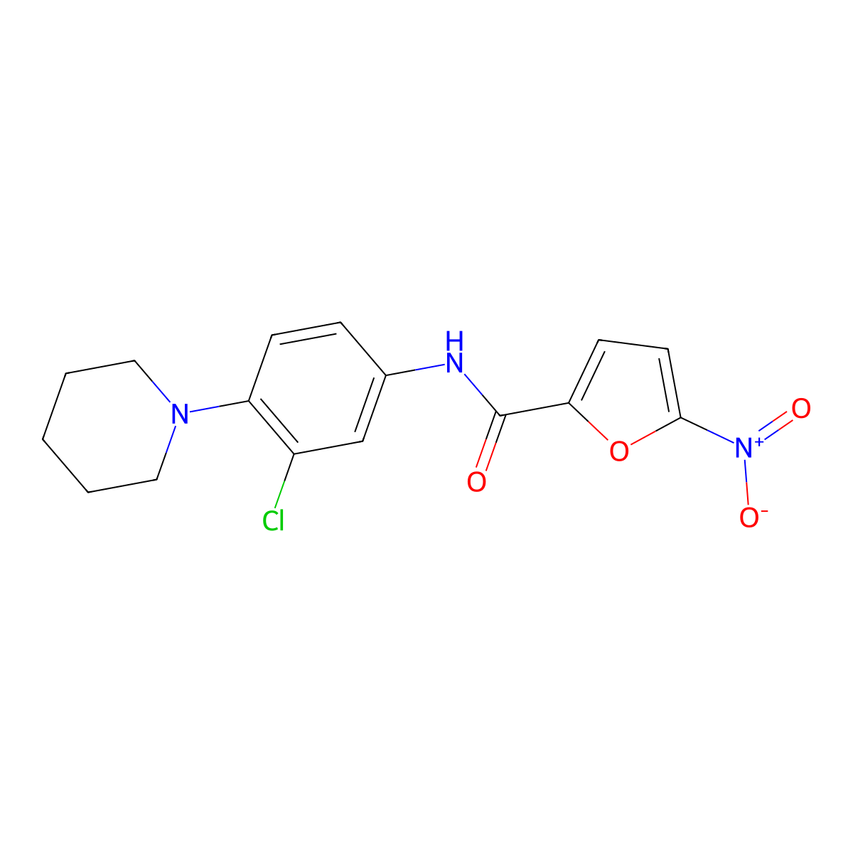 N-(3-chloro-4-piperidin-1-ylphenyl)-5-nitrofuran-2-carboxamide molecular structure, CAS 864663-06-9