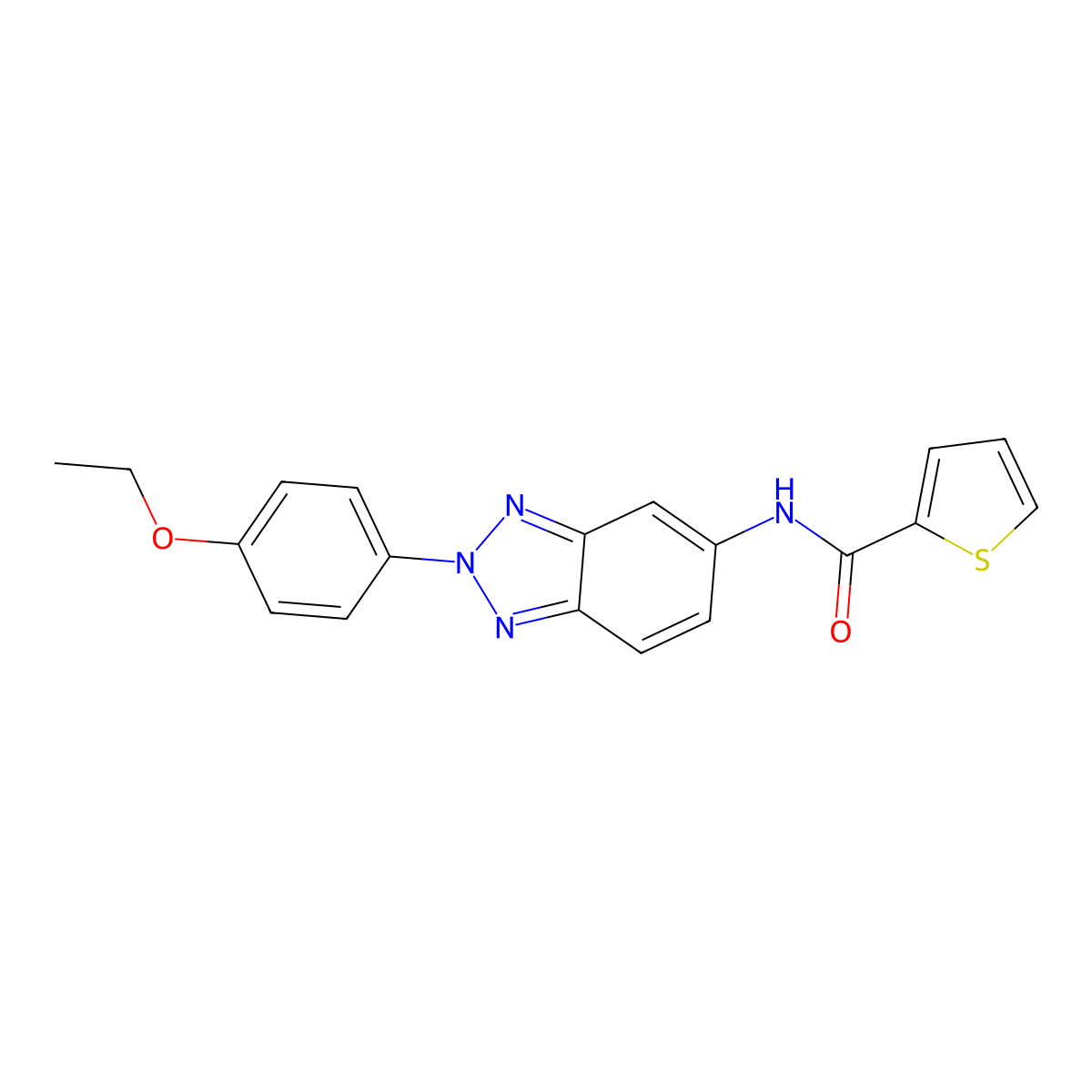 N-[2-(4-ethoxyphenyl)benzotriazol-5-yl]thiophene-2-carboxamide molecular structure, CAS 864663-27-4