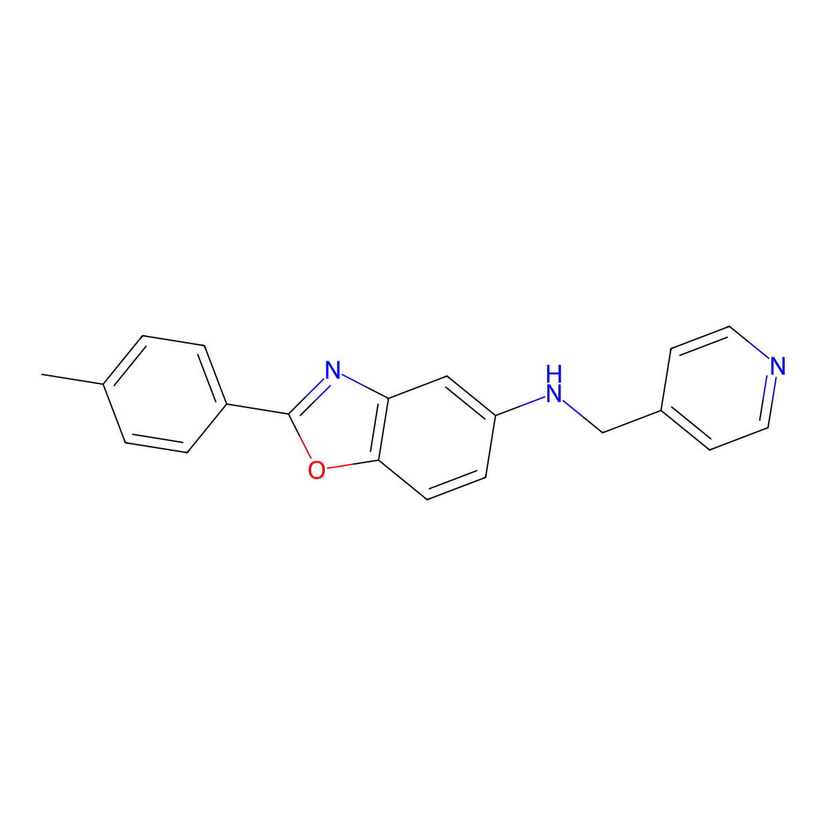 N-(Pyridin-4-ylmethyl)-2-p-tolylbenzo[d]oxazol-5-amine molecular structure, CAS 864663-67-2