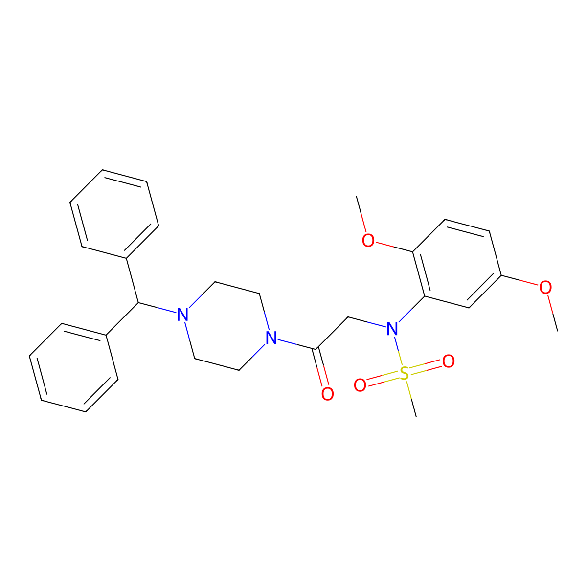 N-[2-(4-benzhydrylpiperazin-1-yl)-2-oxoethyl]-N-(2,5-dimethoxyphenyl)methanesulfonamide molecular structure, CAS 864664-09-5