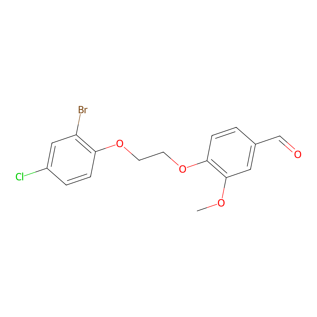 4-[2-(2-Bromo-4-chlorophenoxy)ethoxy]-3-methoxybenzaldehyde molecular structure, CAS 864664-22-2
