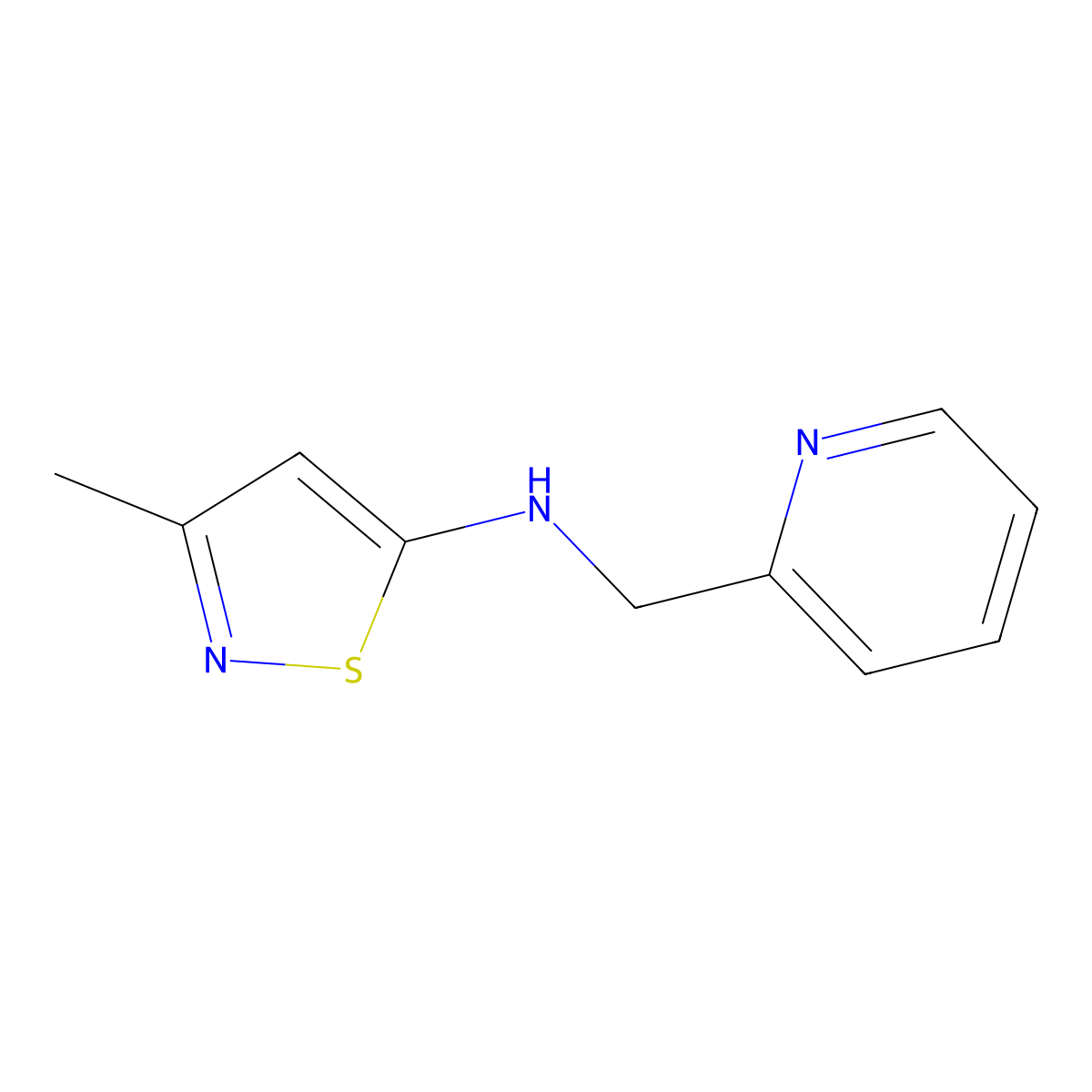 3-Methyl-N-[(pyridin-2-yl)methyl]-1,2-thiazol-5-amine molecular structure, CAS 864684-73-1