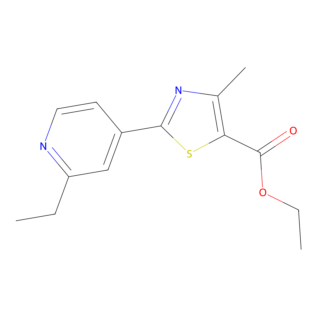 Ethyl 2-(2-ethylpyridin-4-yl)-4-methyl-1,3-thiazole-5-carboxylate molecular structure, CAS 864684-98-0