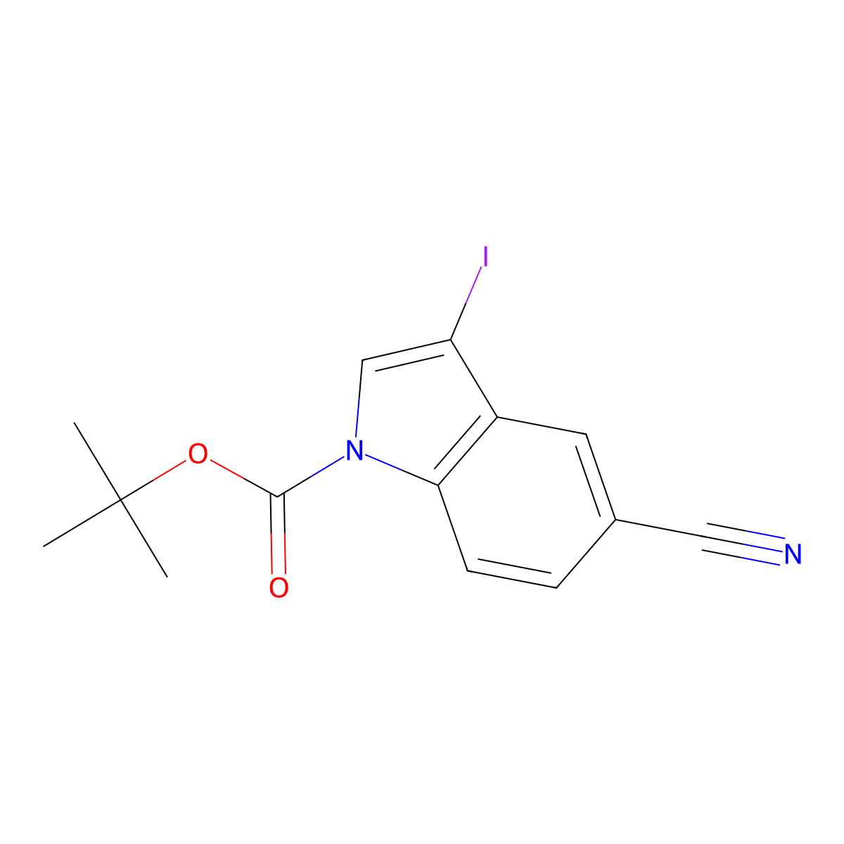 tert-butyl 5-cyano-3-iodo-1H-indole-1-carboxylate molecular structure, CAS 864685-26-7