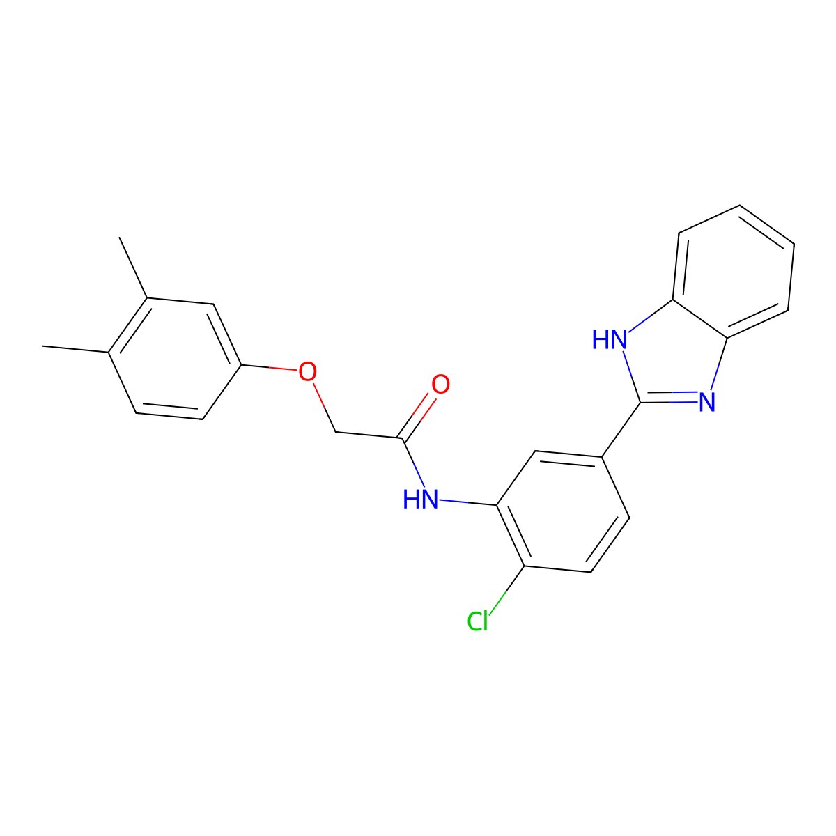 N-[5-(1H-benzimidazol-2-yl)-2-chlorophenyl]-2-(3,4-dimethylphenoxy)acetamide molecular structure, CAS 864713-01-9