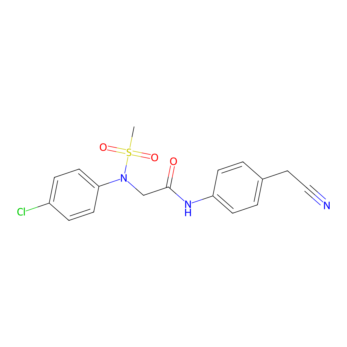 2-(4-chloro-N-methylsulfonylanilino)-N-[4-(cyanomethyl)phenyl]acetamide molecular structure, CAS 864713-11-1