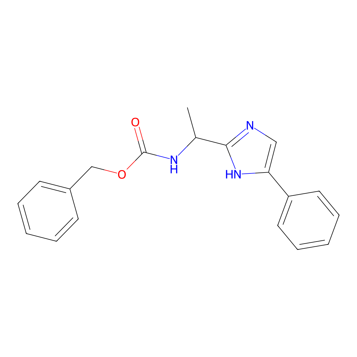 (S)-benzyl (1-(4-phenyl-1H-imidazol-2-yl)ethyl)carbamate molecular structure, CAS 864825-21-8