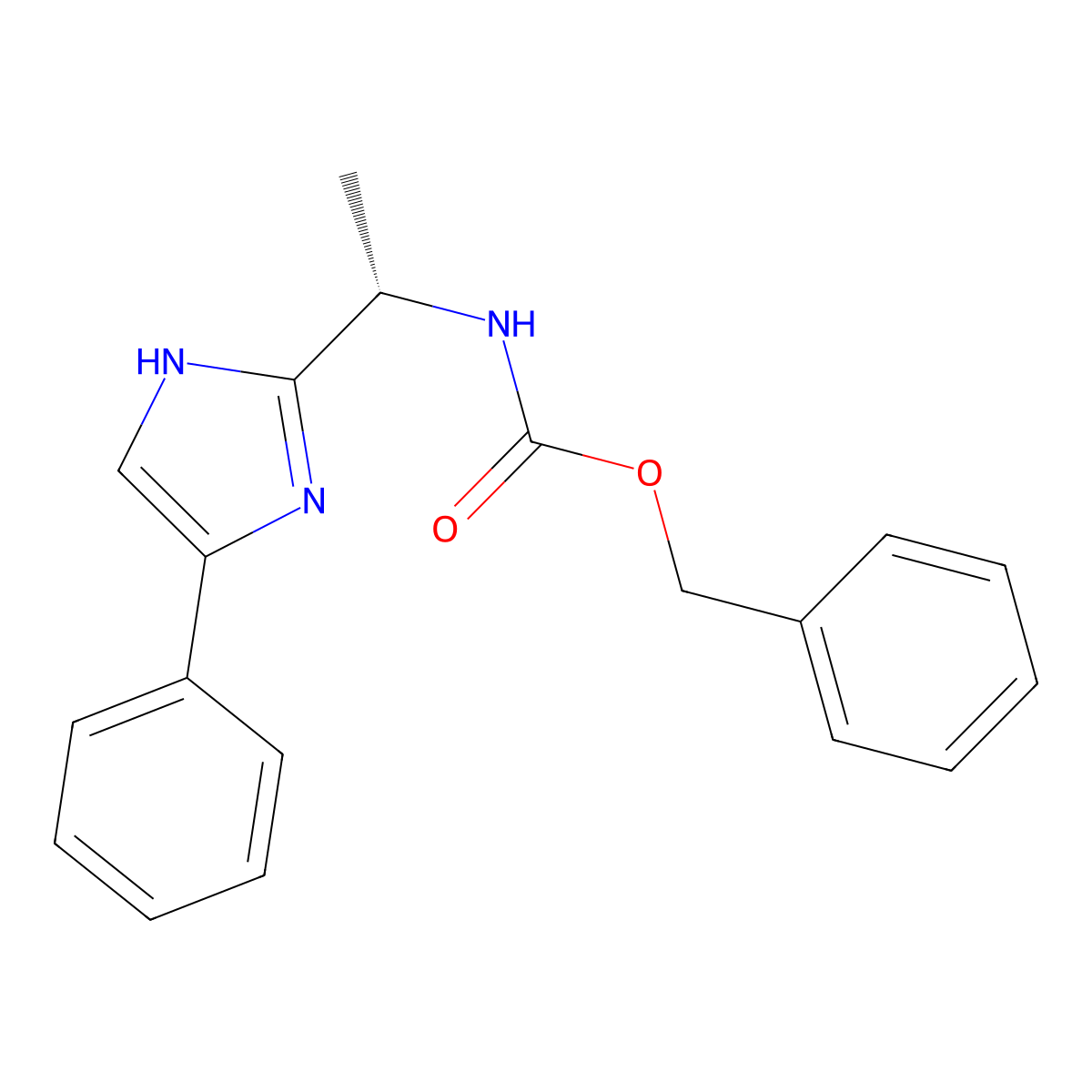 (S)-benzyl (1-(4-phenyl-1H-imidazol-2-yl)ethyl)carbamate molecular structure, CAS 864825-21-8