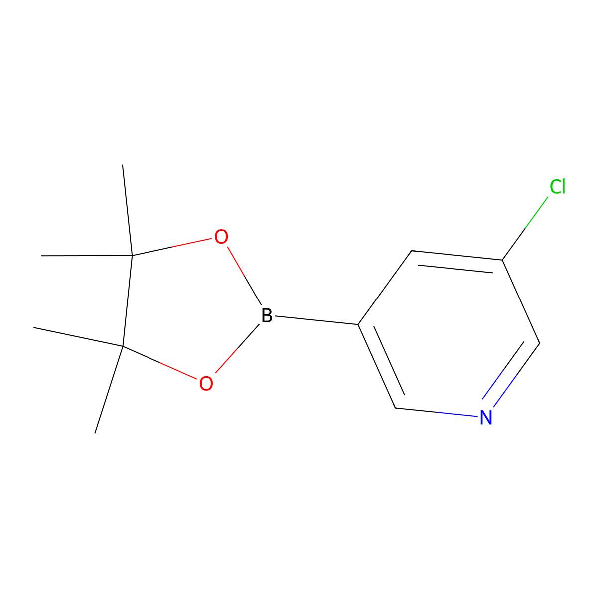 3-Chloro-5-(4,4,5,5-tetramethyl-1,3,2-dioxaborolan-2-yl)pyridine molecular structure, CAS 865186-94-3