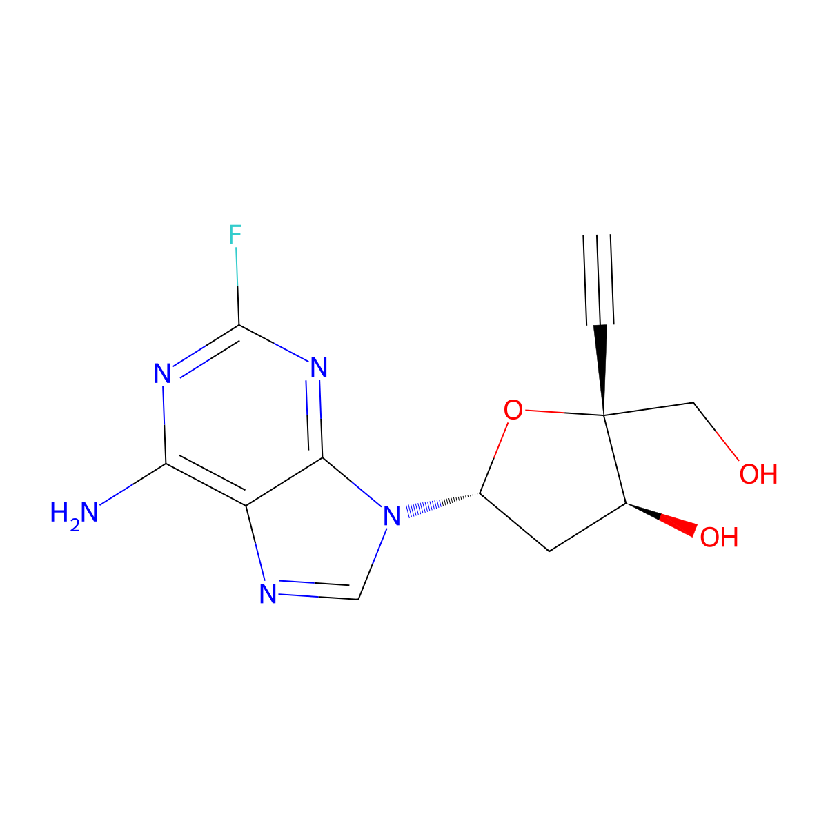 2'-Deoxy-4'-C-ethynyl-2-fluoroadenosine molecular structure, CAS 865363-93-5