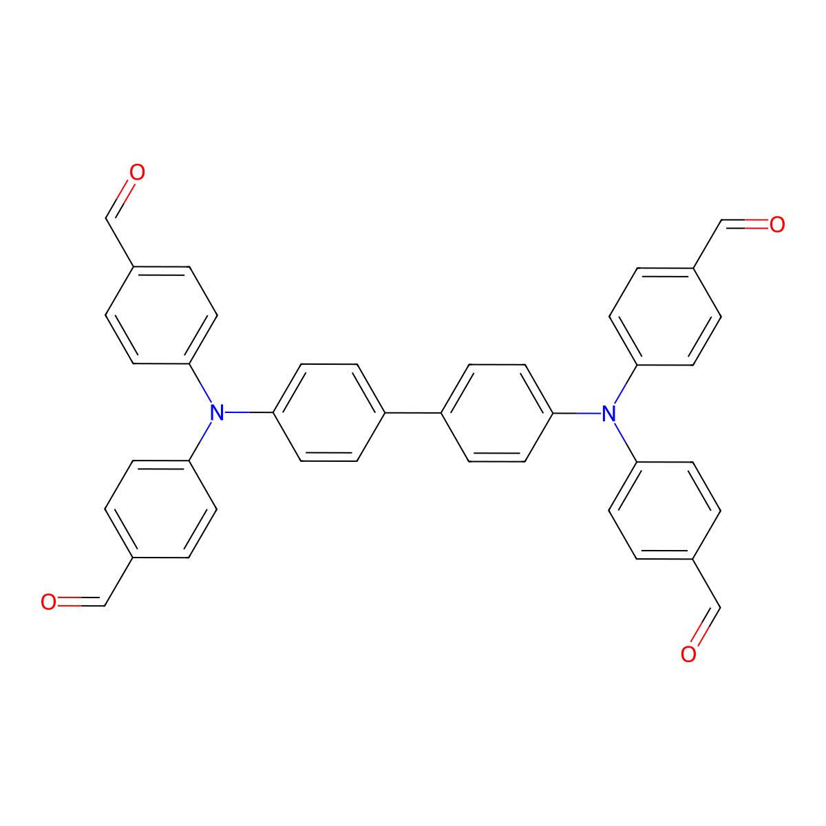4,4',4'',4'''-([1,1'-Biphenyl]-4,4'-diylbis(azanetriyl))tetrabenzaldehyde molecular structure, CAS 865448-72-2