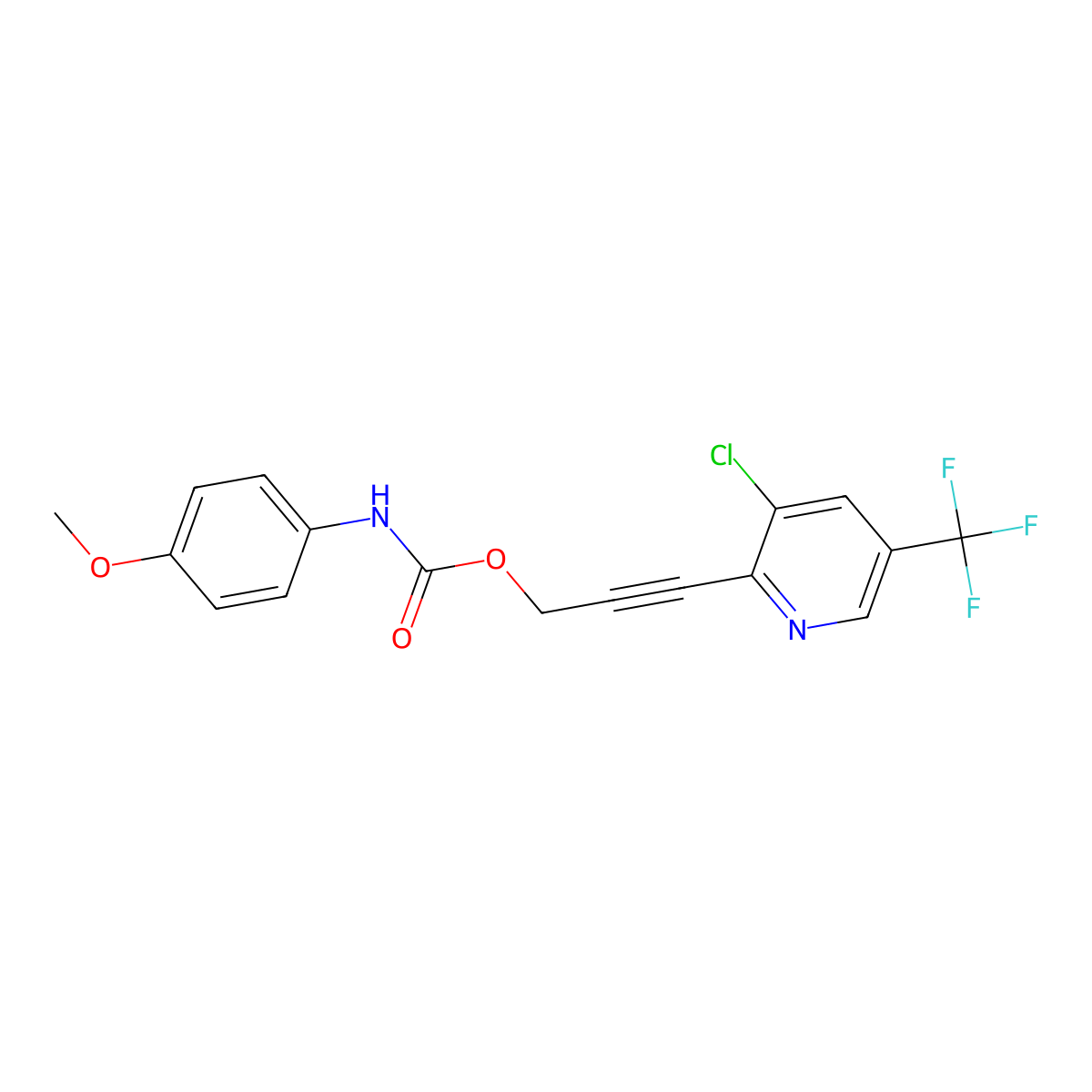 3-[3-chloro-5-(trifluoromethyl)-2-pyridinyl]-2-propynyl N-(4-methoxyphenyl)carbamate molecular structure, CAS 865657-85-8