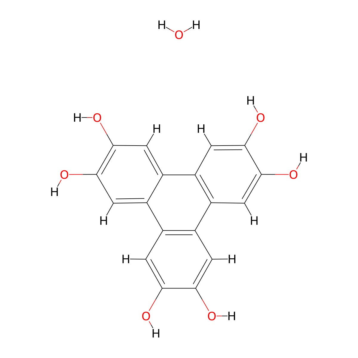 2,3,6,7,10,11-Hexahydroxytriphenylene hydrate molecular structure, CAS 865836-87-9