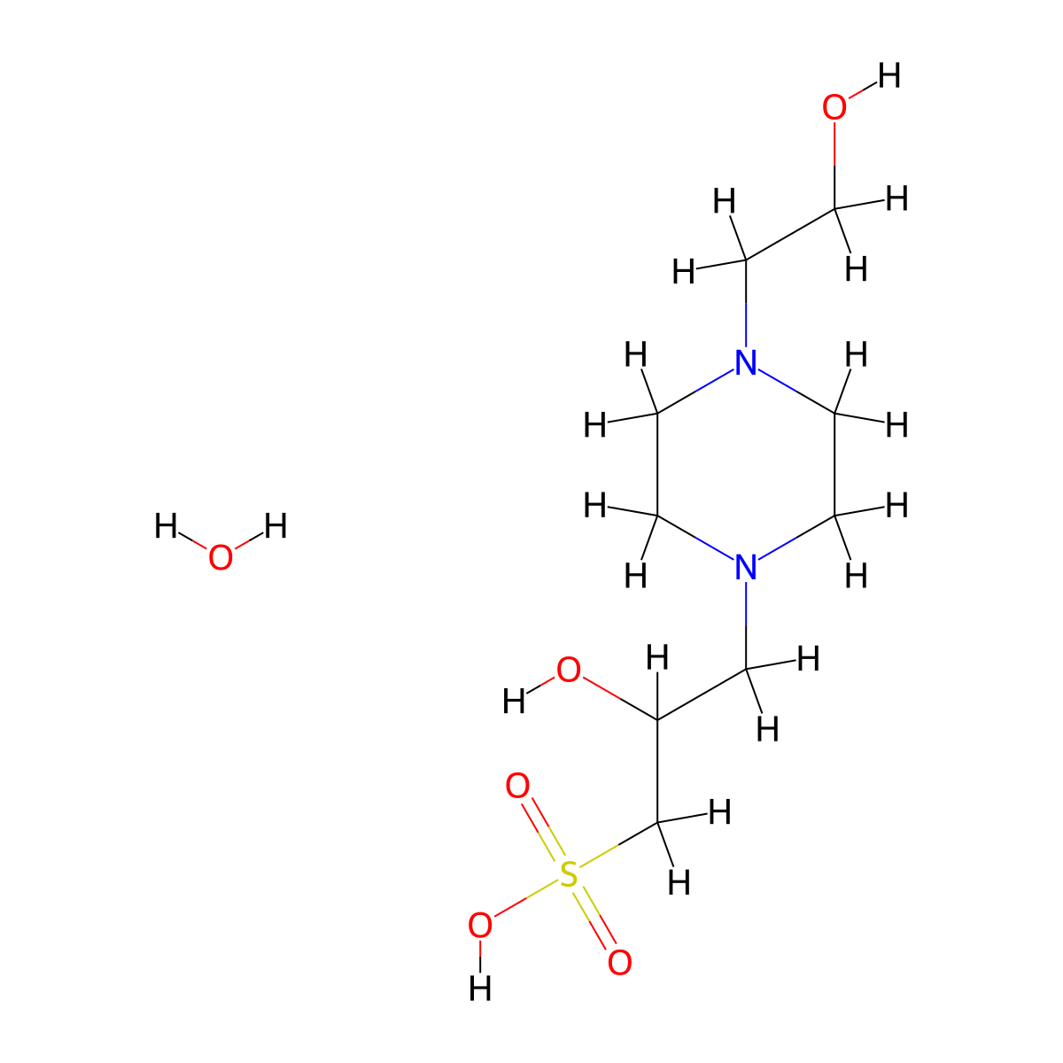 HEPPSO hydrate molecular structure, CAS 865856-46-8
