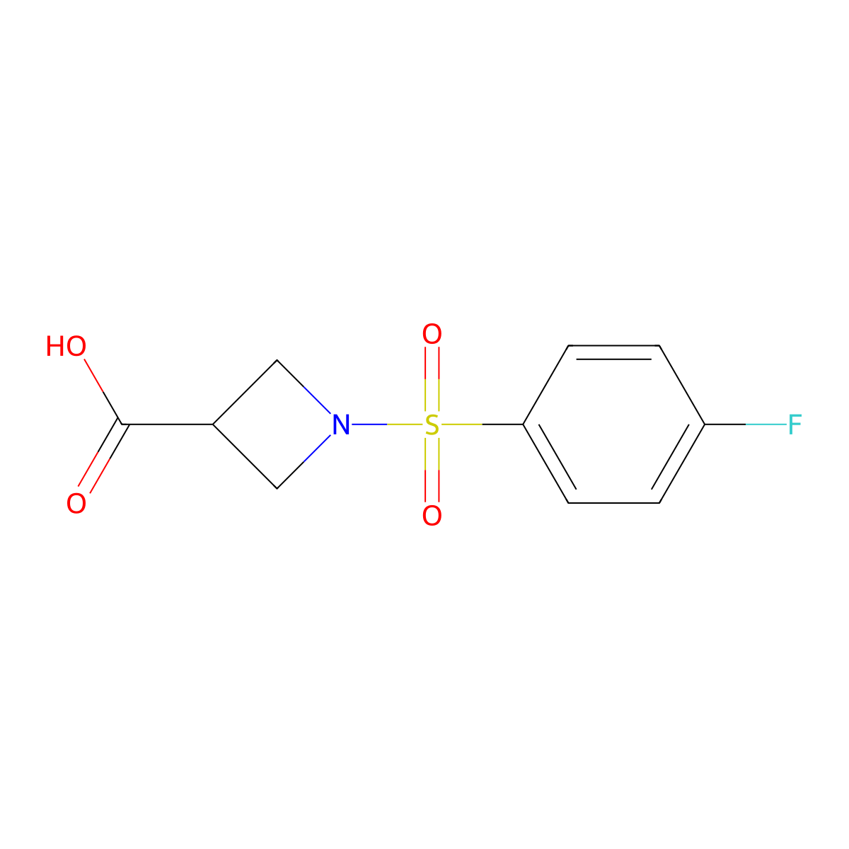 1-(4-Fluorobenzenesulfonyl)azetidine-3-carboxylic acid molecular structure, CAS 866043-35-8