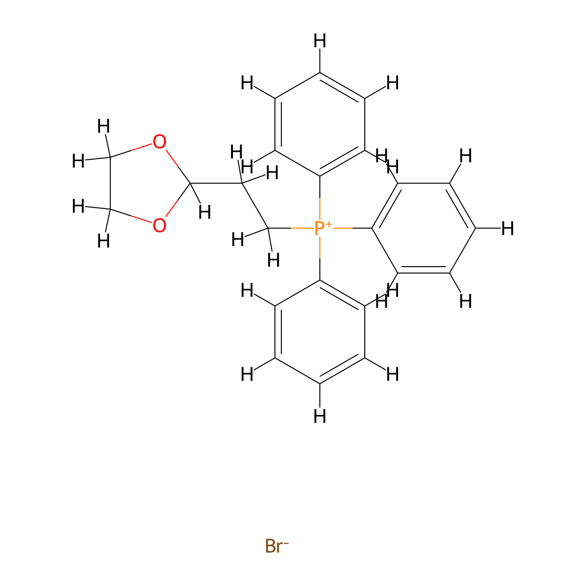Phosphonium, [2-(1,3-dioxolan-2-yl)ethyl]triphenyl-, bromide (1:1) molecular structure, CAS 86608-70-0