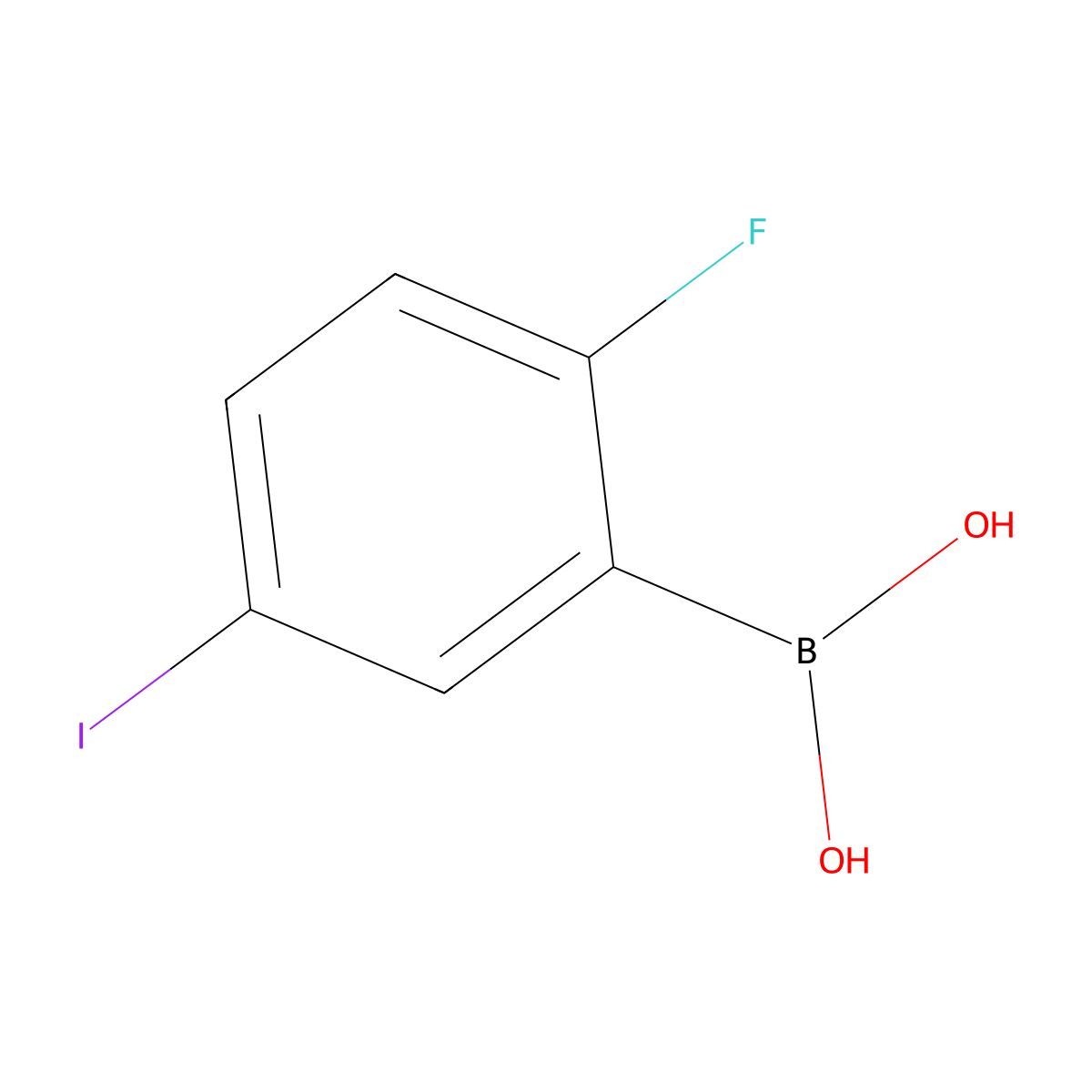 2-Fluoro-5-iodophenylboronic acid molecular structure, CAS 866683-41-2