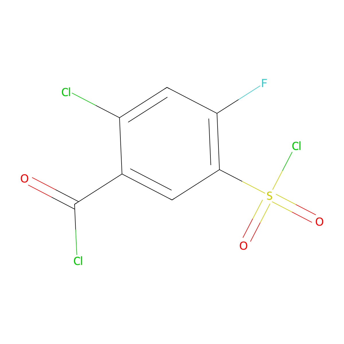 2-Chloro-5-(chlorosulfonyl)-4-fluorobenzoyl chloride molecular structure, CAS 866763-17-9