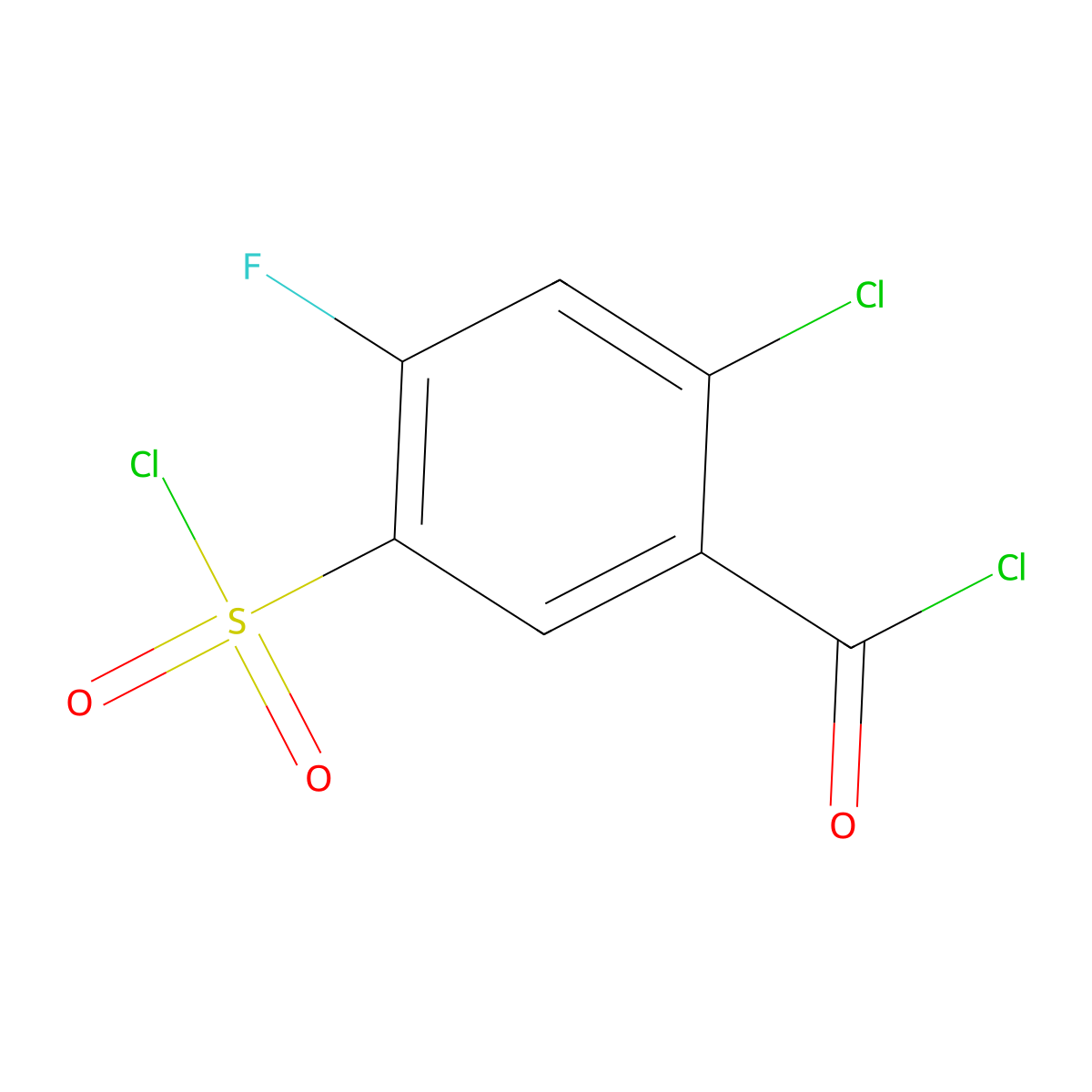 2-Chloro-5-(chlorosulfonyl)-4-fluorobenzoyl chloride molecular structure, CAS 866763-17-9