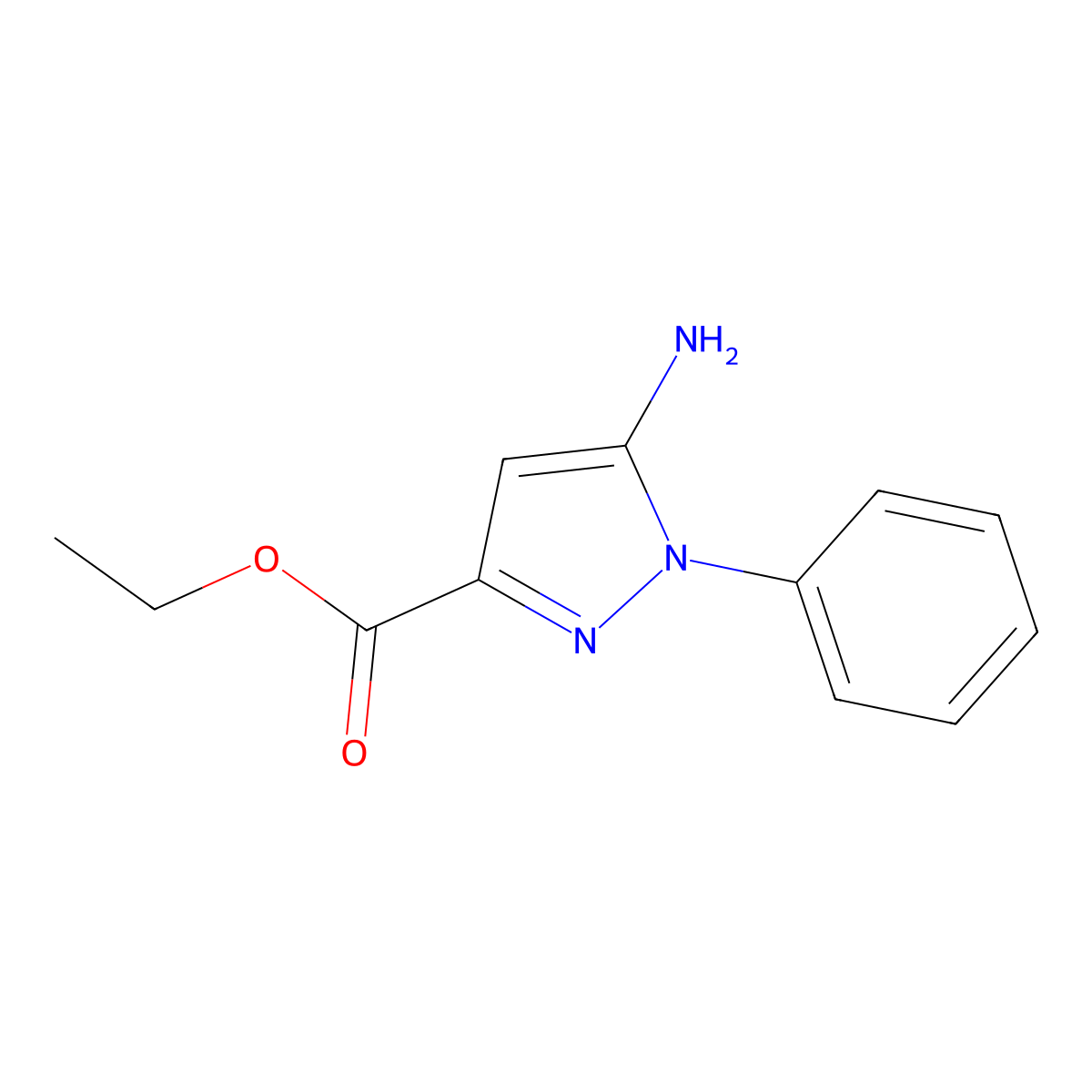 Ethyl 5-amino-1-phenyl-1H-pyrazole-3-carboxylate molecular structure, CAS 866837-96-9