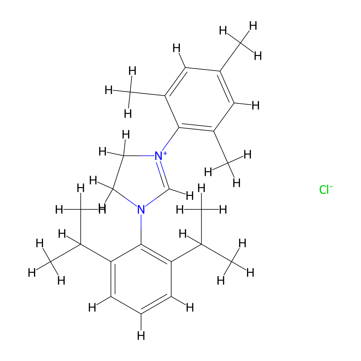 1-(2,6-Diisopropylphenyl)-3-mesityl-4,5-dihydro-1H-imidazol-3-ium chloride molecular structure, CAS 866926-59-2