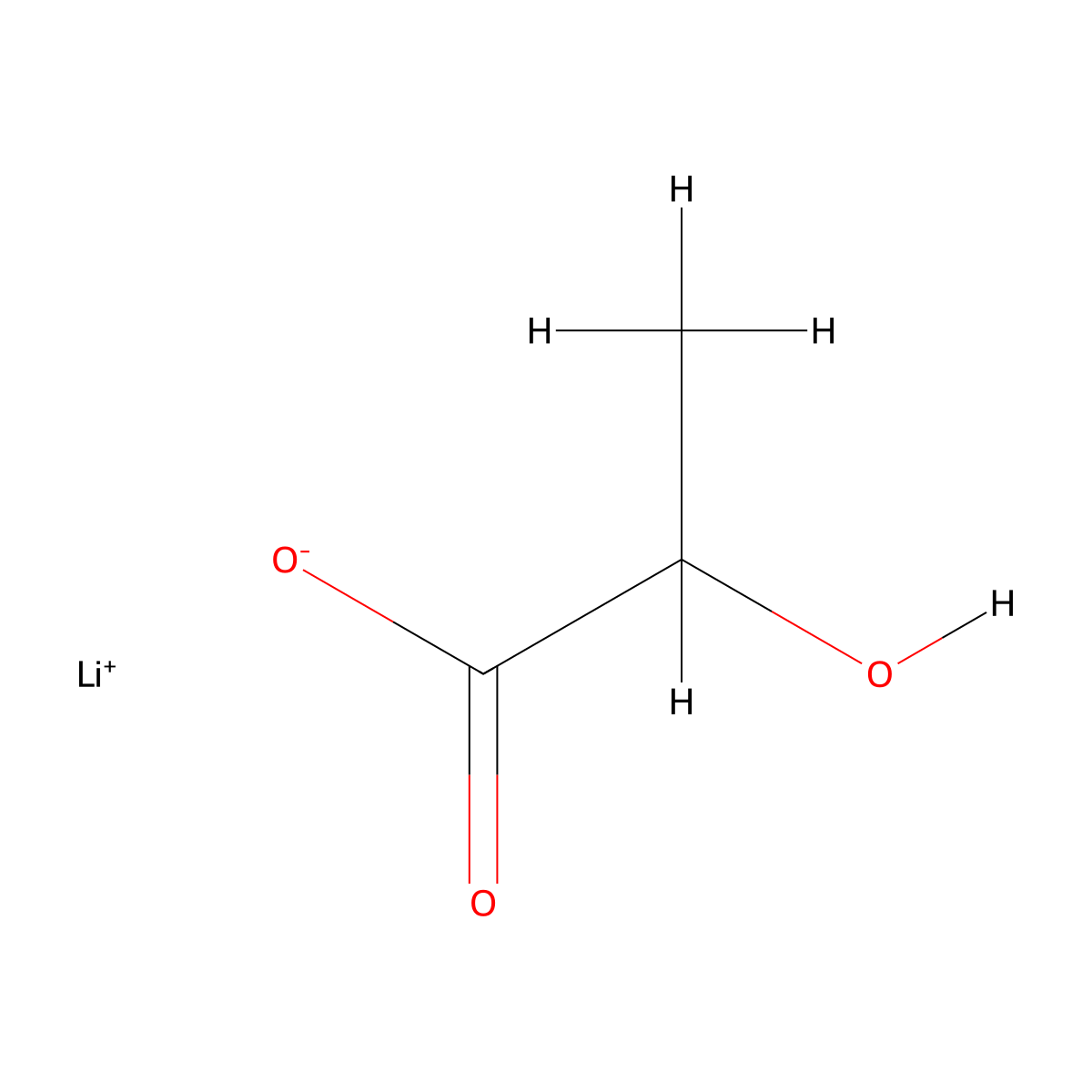 lithium 2-hydroxypropanoate molecular structure, CAS 867-55-0