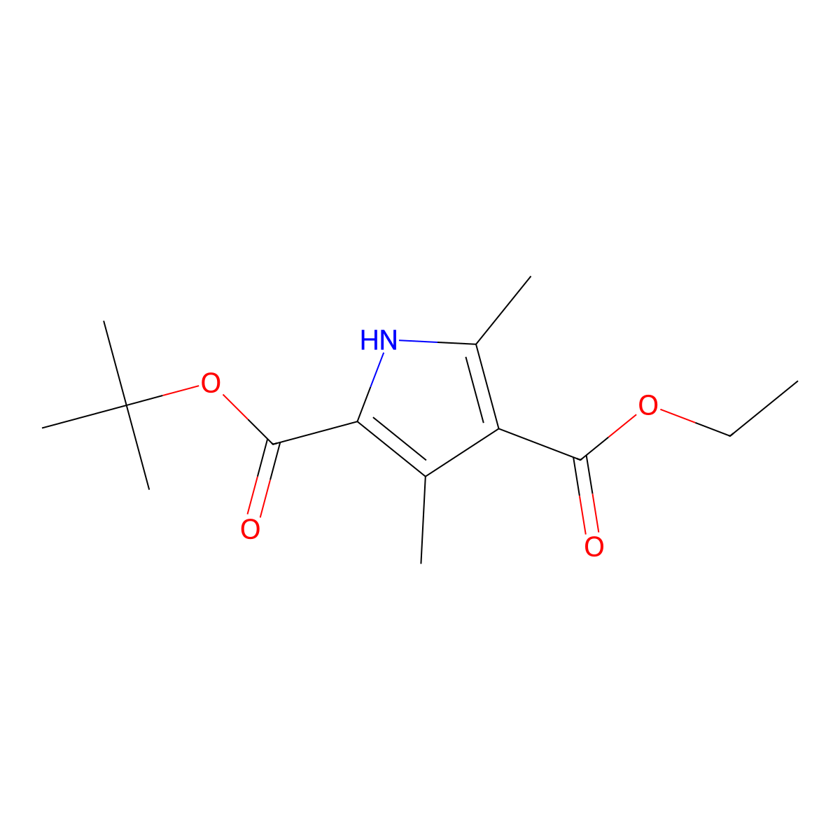2-Tert-butyl 4-ethyl 3,5-dimethyl-1h-pyrrole-2,4-dicarboxylate molecular structure, CAS 86770-31-2