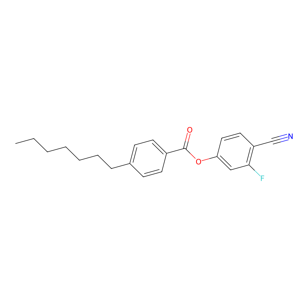 Benzoic acid, 4-heptyl-, 4-cyano-3-fluorophenyl ester molecular structure, CAS 86776-54-7
