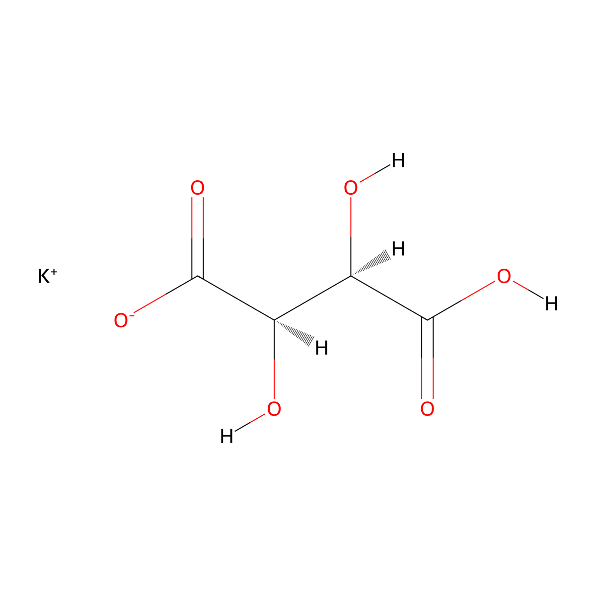 Potassium Bitartrate molecular structure, CAS 868-14-4