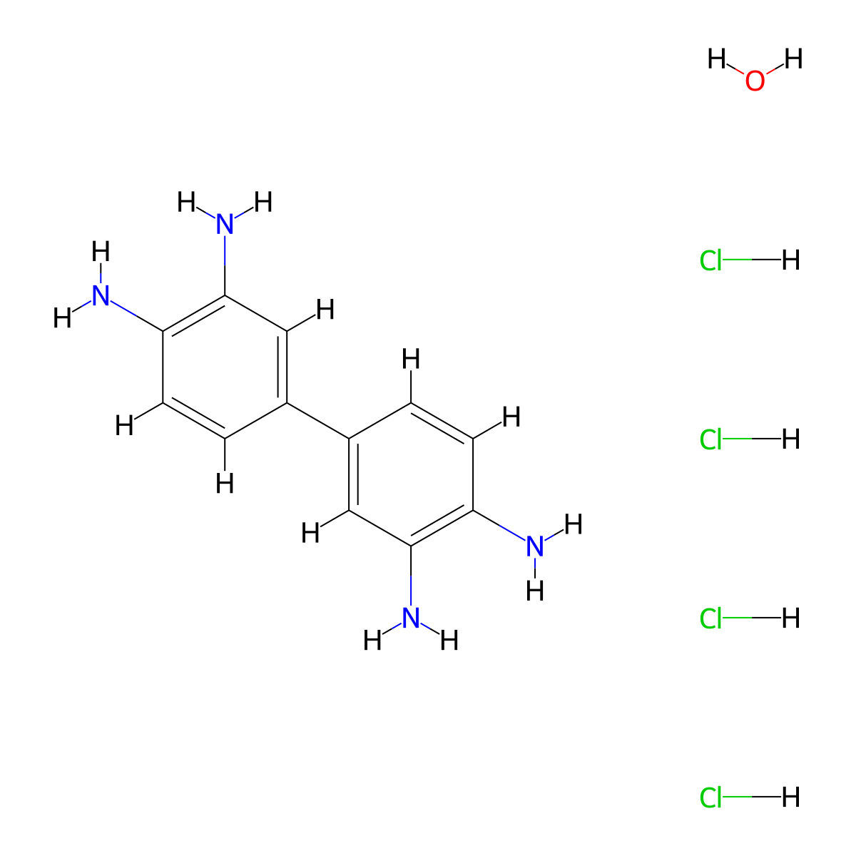 3,3'-Diaminobenzidine tetrahydrochloride hydrate molecular structure, CAS 868272-85-9