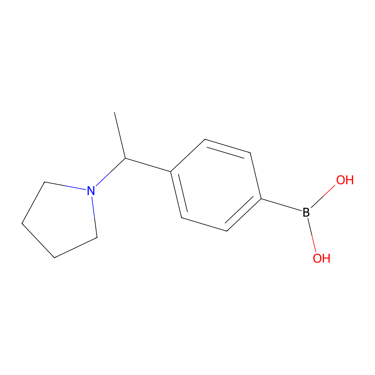 {4-[1-(1-Pyrrolidinyl)ethyl]phenyl}boronic acid molecular structure, CAS 868395-81-7