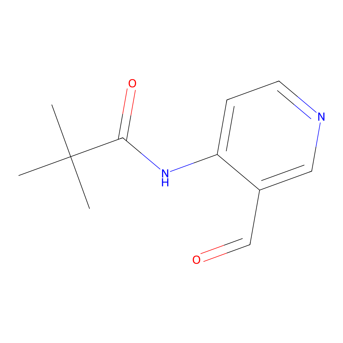 N-(3-formylpyridin-4-yl)-2,2-dimethylpropanamide molecular structure, CAS 86847-71-4