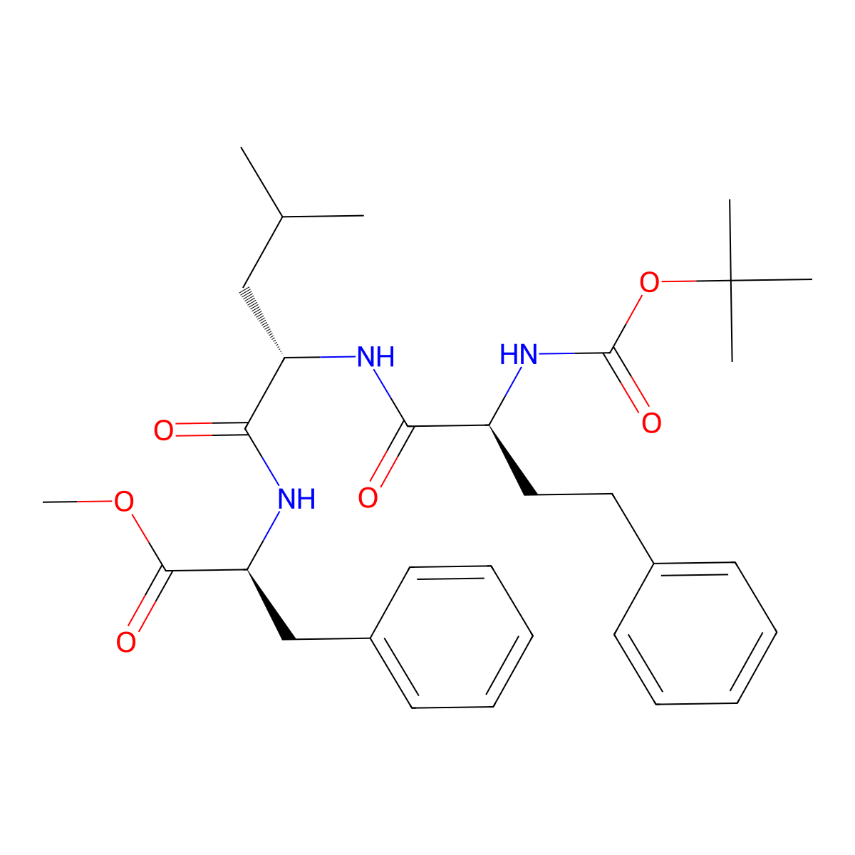 (6S,9S,12S)-Methyl 12-benzyl-9-isobutyl-2,2-dimethyl-4,7,10-trioxo-6-phenethyl-3-oxa-5,8,11-triazatridecan-13-oate molecular structure, CAS 868539-96-2
