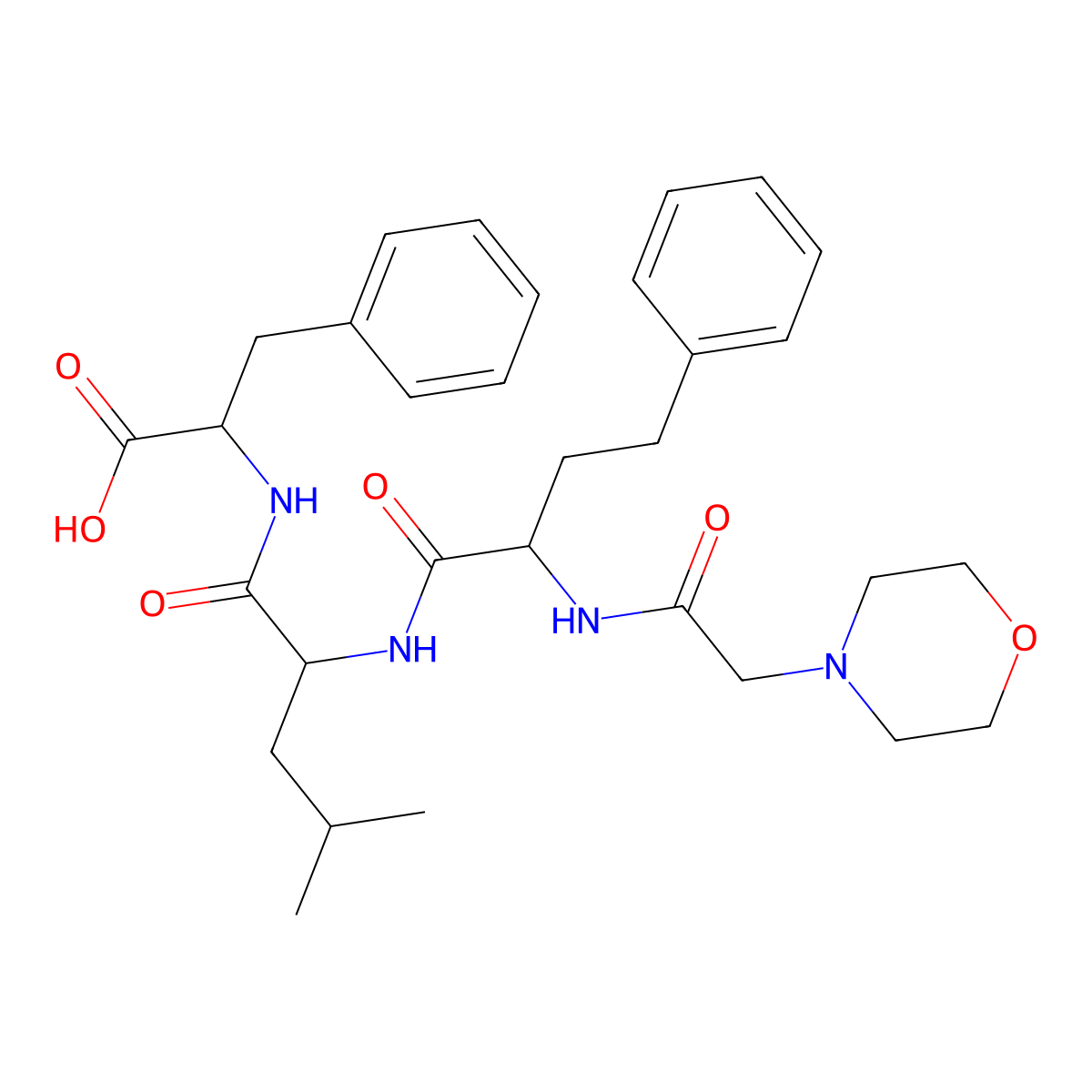 L-Phenylalanine, (alphaS)-alpha-((2-(4-morpholinyl)acetyl)amino)benzenebutanoyl-L-leucyl- molecular structure, CAS 868540-16-3