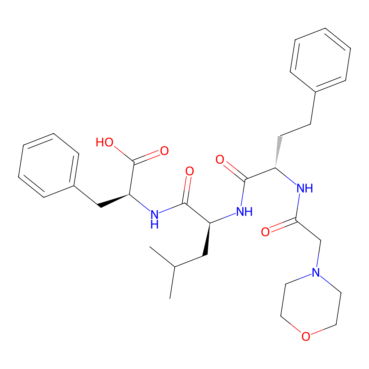 L-Phenylalanine, (alphaS)-alpha-((2-(4-morpholinyl)acetyl)amino)benzenebutanoyl-L-leucyl- molecular structure, CAS 868540-16-3