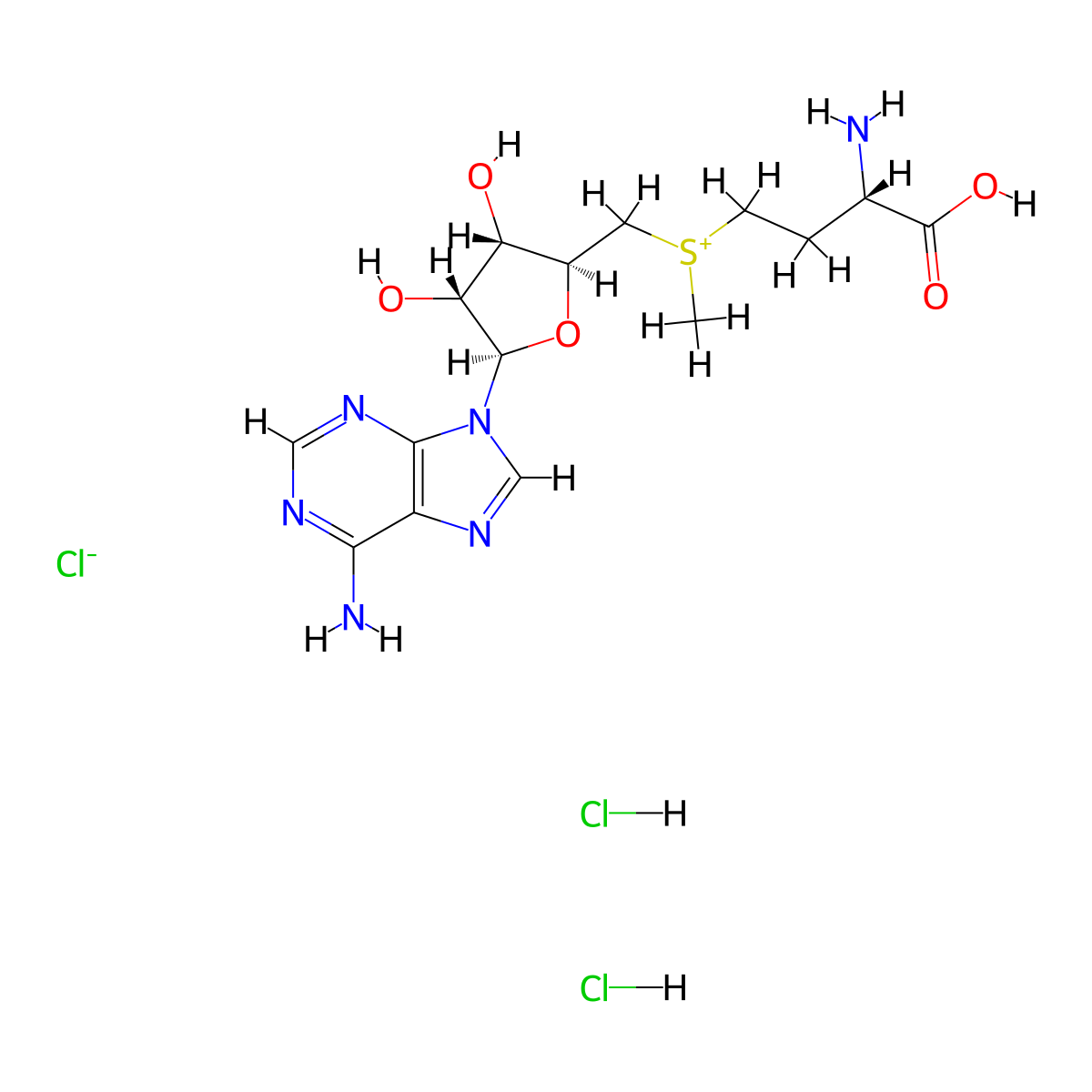 S-(5'-Adenosyl)-L-methionine chloride dihydrochloride molecular structure, CAS 86867-01-8