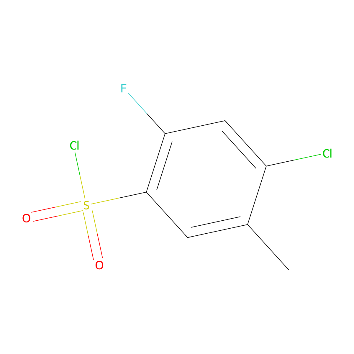 4-Chloro-2-fluoro-5-methylbenzenesulfonyl chloride molecular structure, CAS 868755-70-8