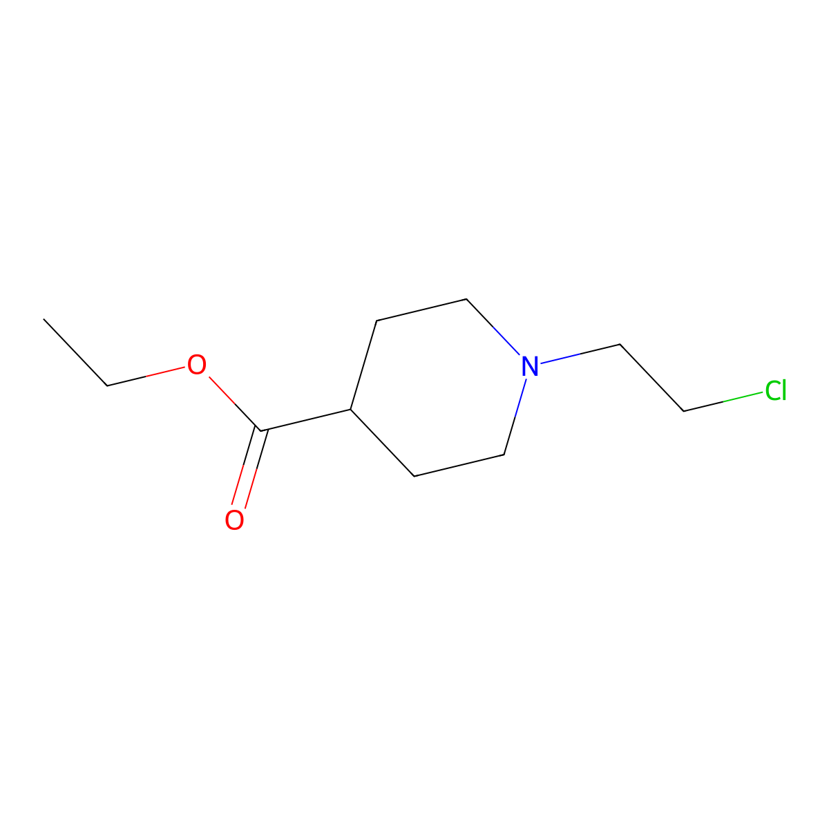 Ethyl 1-(2-chloroethyl)piperidine-4-carboxylate molecular structure, CAS 869112-14-1