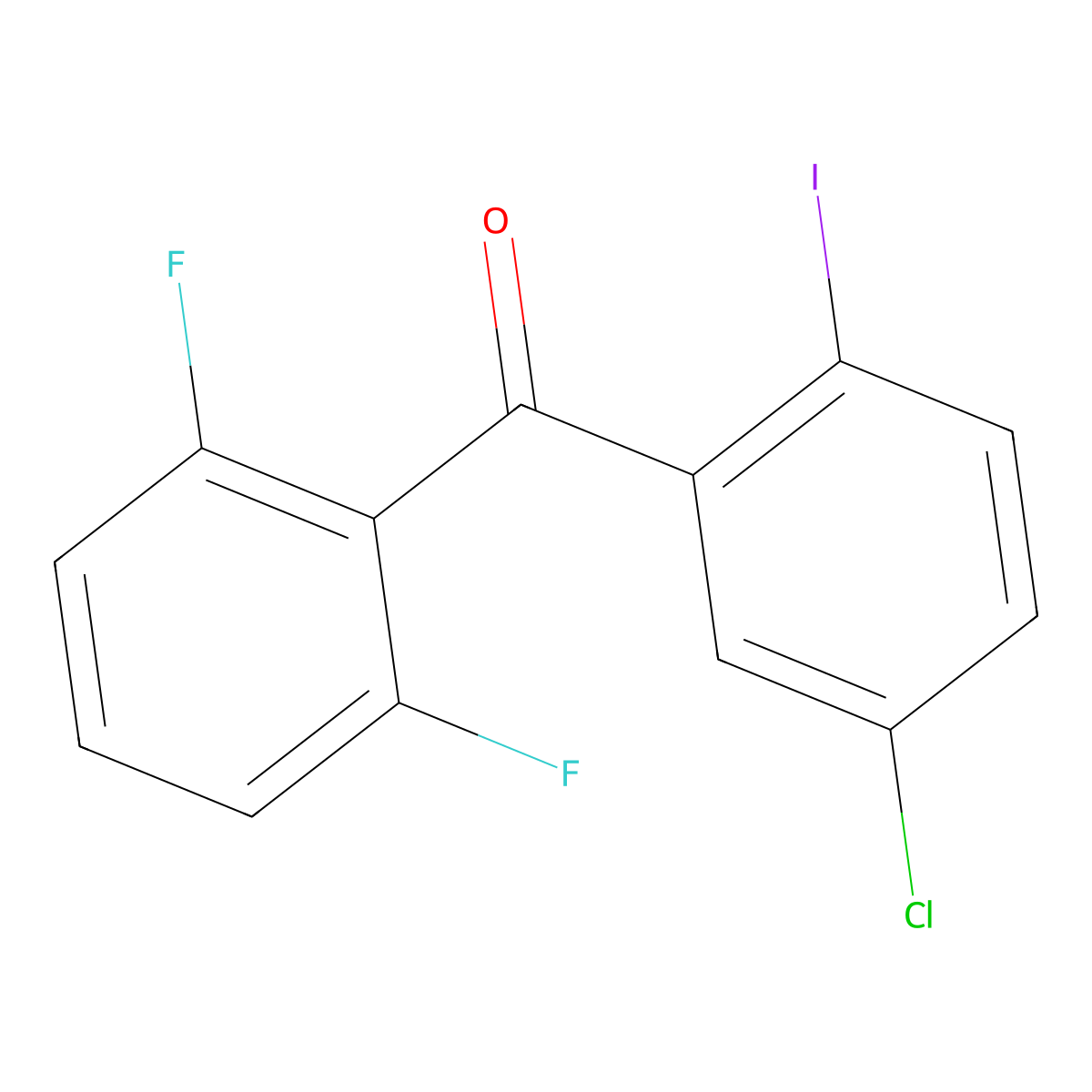 (5-Chloro-2-iodophenyl)(2,6-difluorophenyl)methanone molecular structure, CAS 869365-97-9