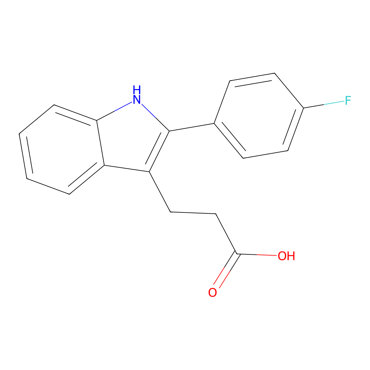 3-(2-(4-fluorophenyl)-1H-indol-3-yl)propanoic acid molecular structure, CAS 869472-64-0