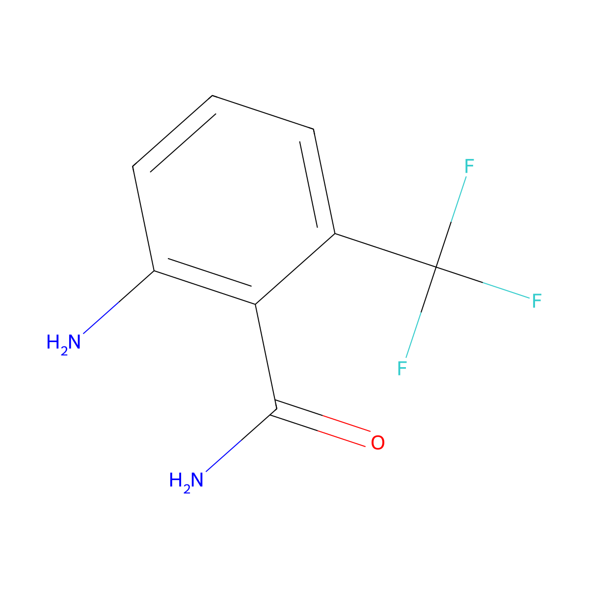 2-Amino-6-(trifluoromethyl)benzamide molecular structure, CAS 869936-81-2