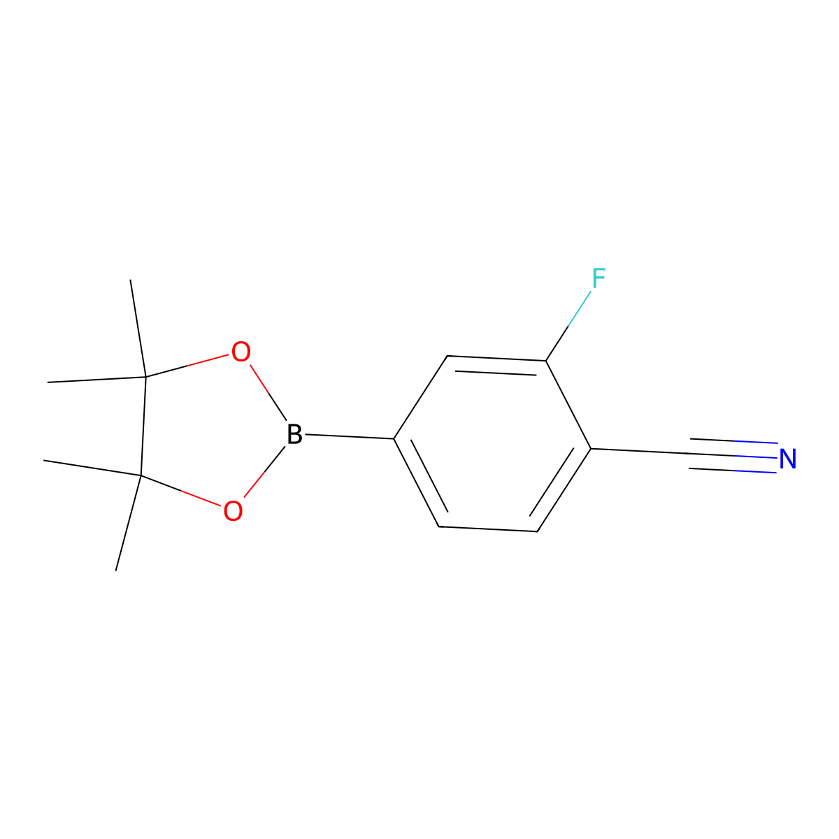 2-Fluoro-4-(4,4,5,5-tetramethyl-1,3,2-dioxaborolan-2-yl)benzonitrile molecular structure, CAS 870238-67-8