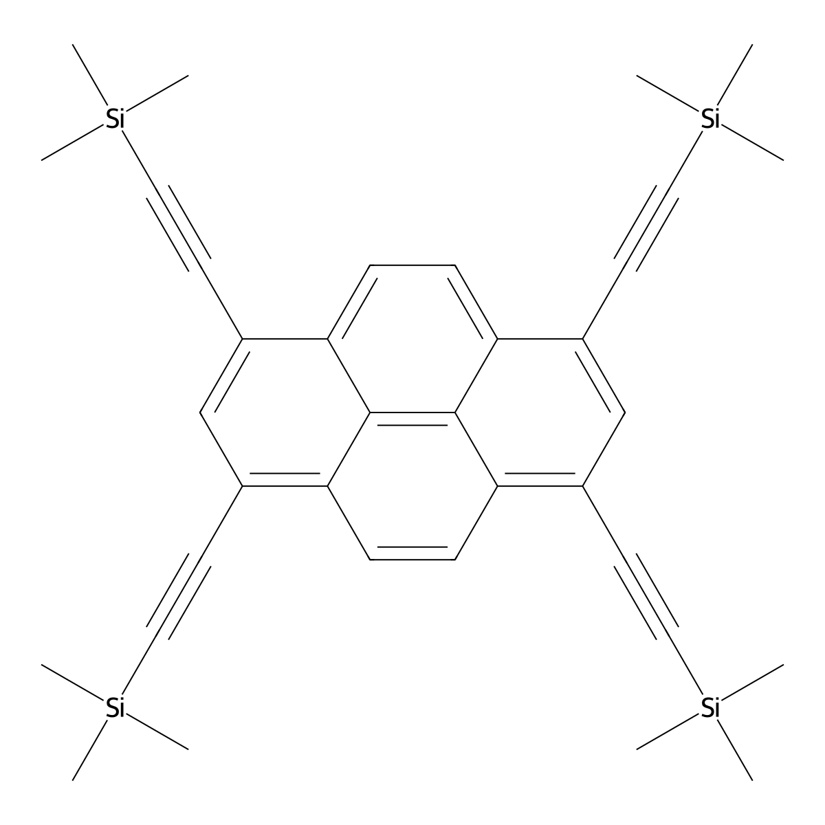 1,3,6,8-Tetrakis((trimethylsilyl)ethynyl)pyrene molecular structure, CAS 870258-96-1