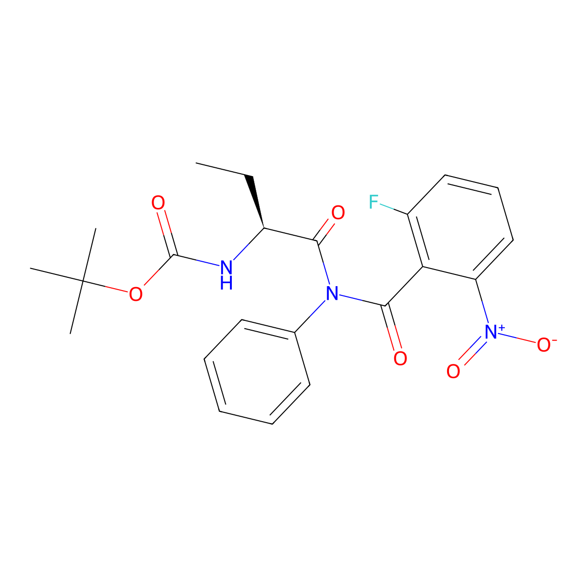 (S)-tert-butyl (1-(2-fluoro-6-nitro-N-phenylbenzamido)-1-oxobutan-2-yl)carbamate molecular structure, CAS 870281-84-8