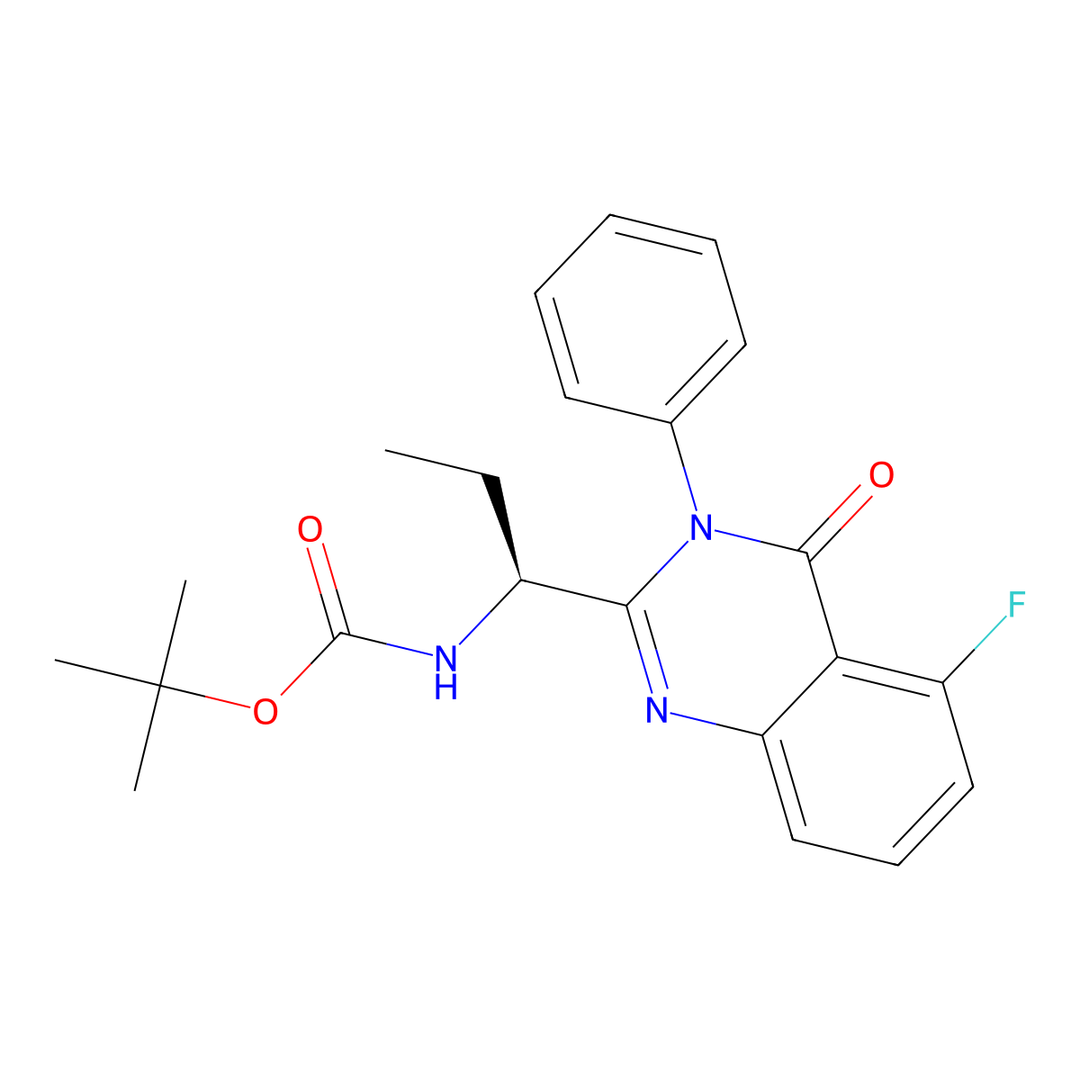 tert-butyl N-[(1S)-1-(5-fluoro-4-oxo-3-phenylquinazolin-2-yl)propyl]carbamate molecular structure, CAS 870281-85-9