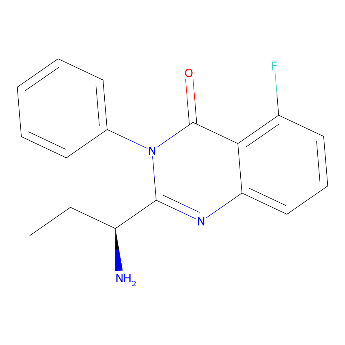 2-[(1S)-1-Aminopropyl]-5-fluoro-3-phenyl-4(3H)-quinazolinone molecular structure, CAS 870281-86-0