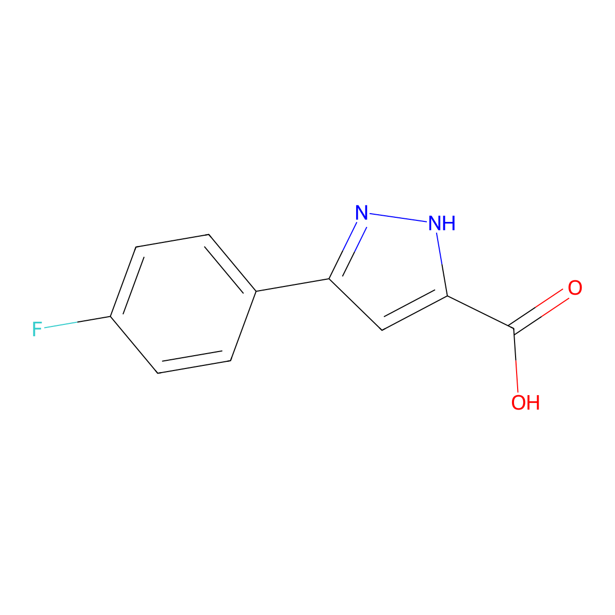 3-(4-Fluorophenyl)-1H-pyrazole-5-carboxylic acid molecular structure, CAS 870704-22-6